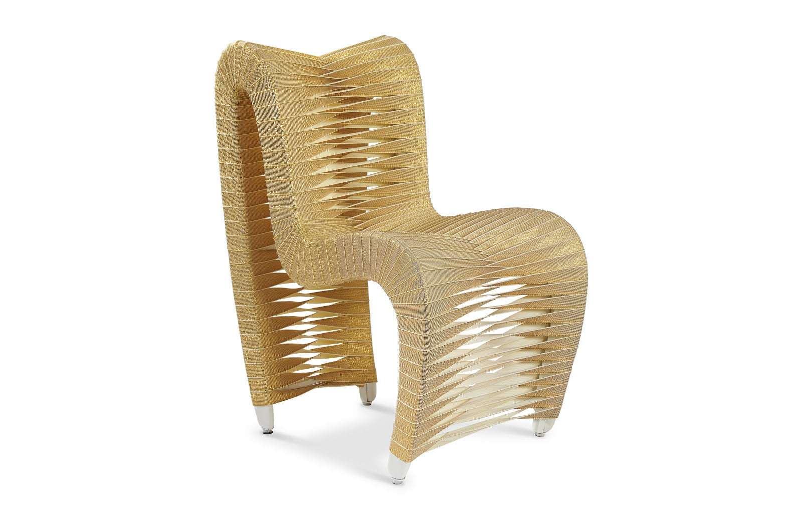 Phillips Collection Home Phillips Collection Seat Belt Dining Chair, Gold, Metallic