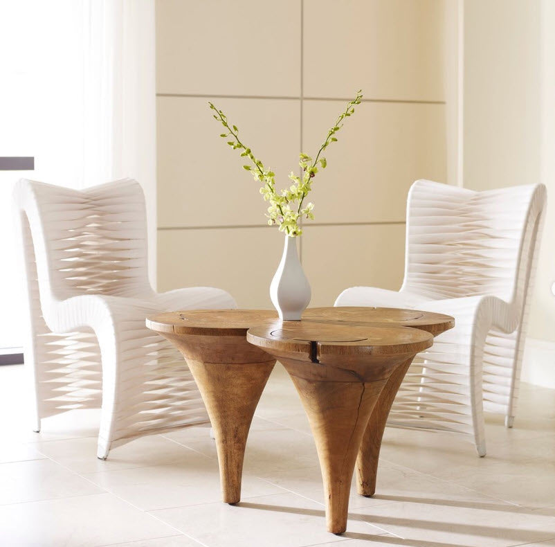 Phillips Collection Home Phillips Collection Seat Belt Dining Chair, White/Off-White