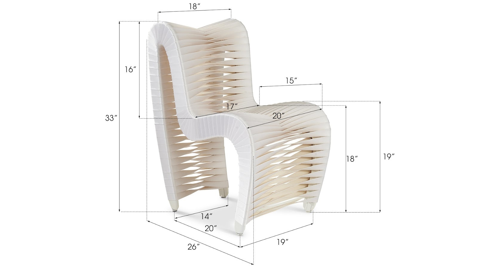 Phillips Collection Home Phillips Collection Seat Belt Dining Chair, White/Off-White