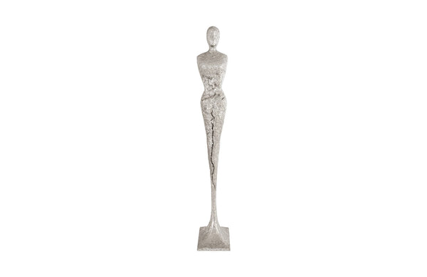 Phillips Collection Home Oversized LTL - Rate to be Quoted Phillips Collection Tall Chiseled Female Sculpture, Resin, Silver Leaf
