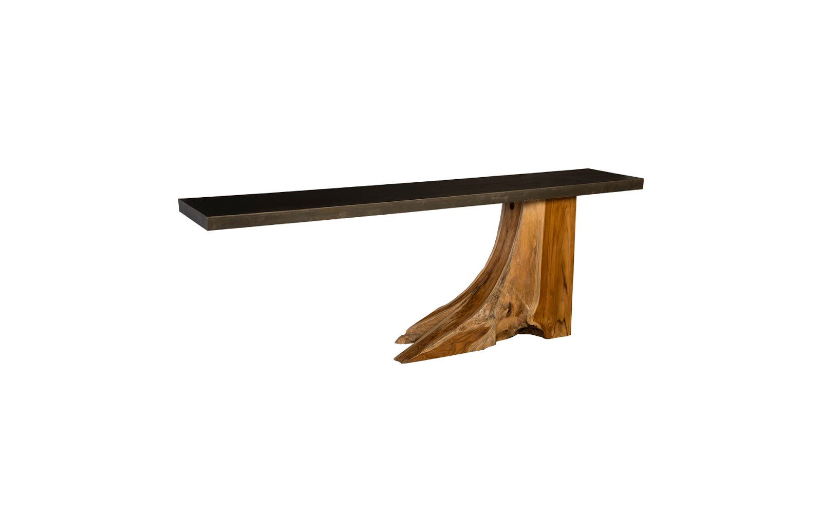 Phillips Collection Home Oversized LTL - Rate to be Quoted Phillips Collection Teak Wood Console Table, Iron Sheet Top