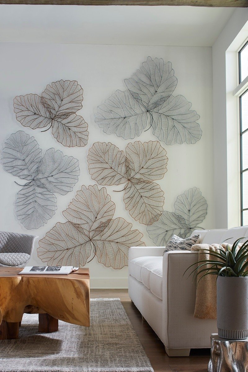 Phillips Collection Home Oversized LTL - Rate to be Quoted Phillips Collection Tri Leaf Wall Art, Large, Metal, Silver/Black