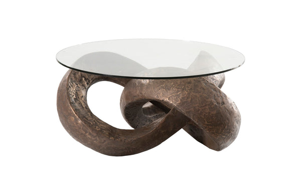 Phillips Collection Home Oversized LTL - Rate to be Quoted Phillips Collection Trifoil Coffee Table, Bronze w/ Glass