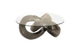 Phillips Collection Home Oversized LTL - Rate to be Quoted Phillips Collection Trifoil Coffee Table, Liquid Silver w/Glass