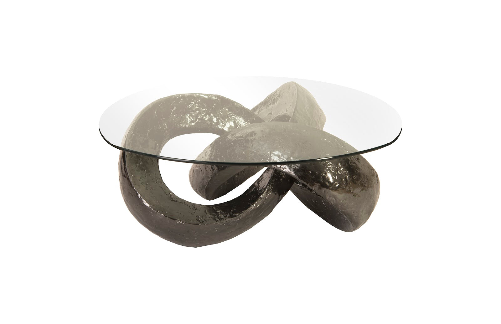 Phillips Collection Home Oversized LTL - Rate to be Quoted Phillips Collection Trifoil Coffee Table, Liquid Silver w/Glass