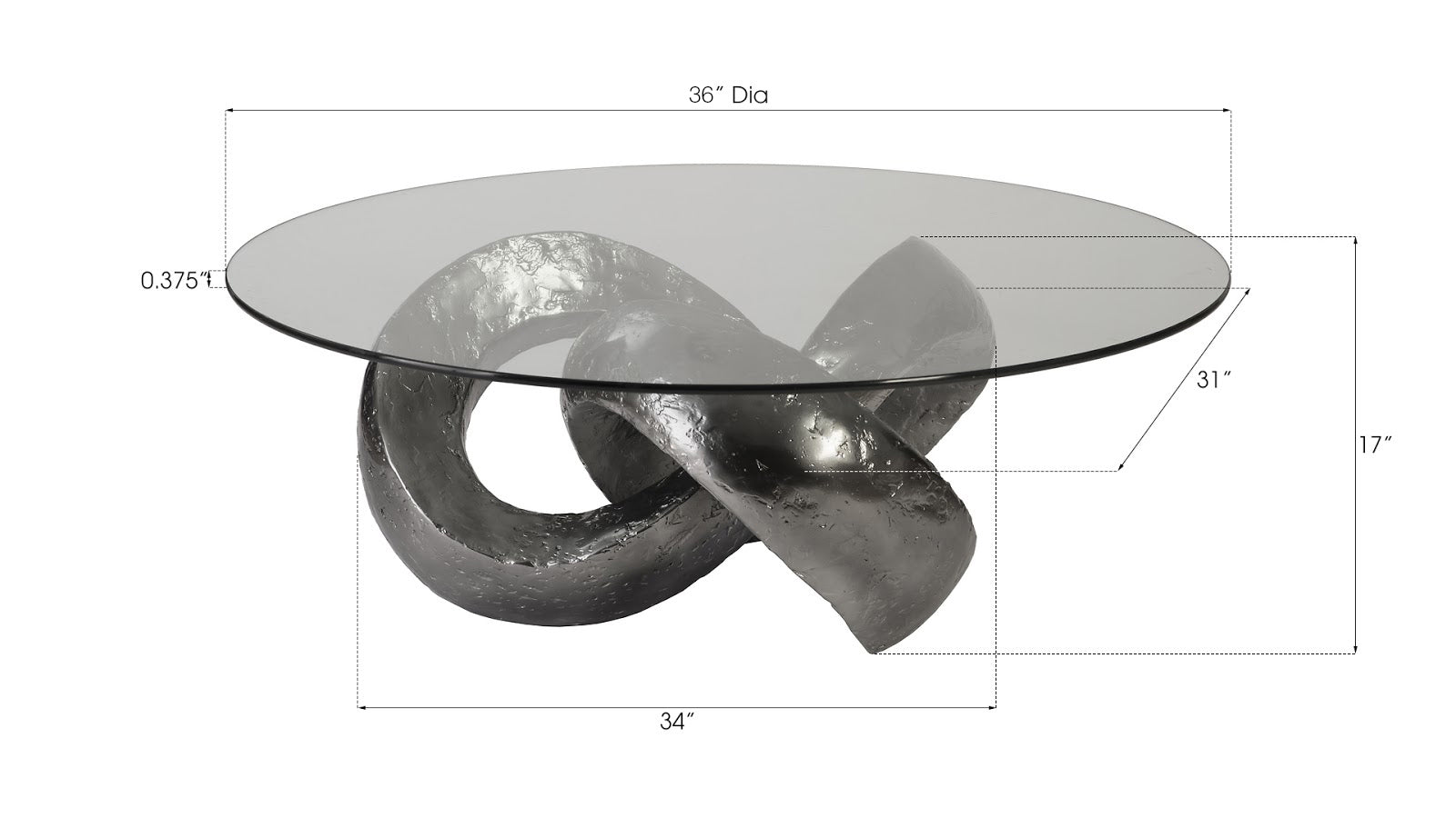 Phillips Collection Home Oversized LTL - Rate to be Quoted Phillips Collection Trifoil Coffee Table, Liquid Silver w/Glass