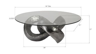 Phillips Collection Home Oversized LTL - Rate to be Quoted Phillips Collection Trifoil Coffee Table, Liquid Silver w/Glass