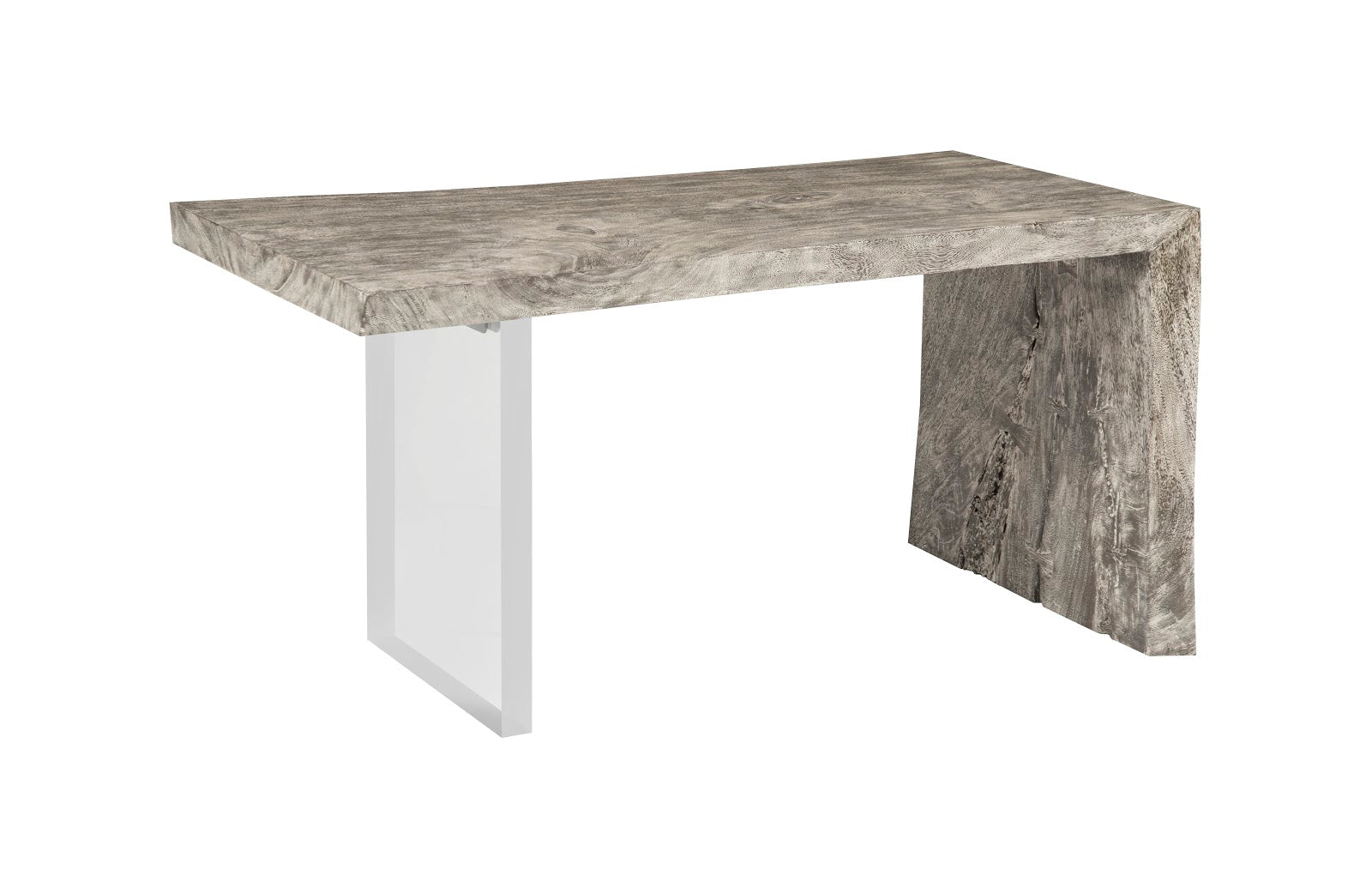 Phillips Collection Home Oversized LTL - Rate to be Quoted Phillips Collection Waterfall Desk, Gray Stone, Acrylic Leg