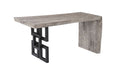Phillips Collection Home Oversized LTL - Rate to be Quoted Phillips Collection Waterfall Desk, Gray Stone, Satin Black Overlap Leg