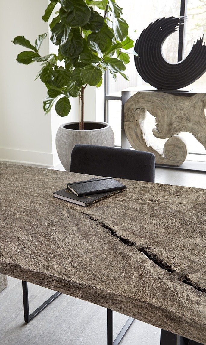 Phillips Collection Home Oversized LTL - Rate to be Quoted Phillips Collection Waterfall Desk, Gray Stone, Satin Black Overlap Leg