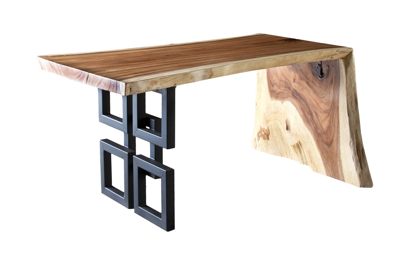 Phillips Collection Home Oversized LTL - Rate to be Quoted Phillips Collection Waterfall Desk, Natural, Satin Black Overlap Leg