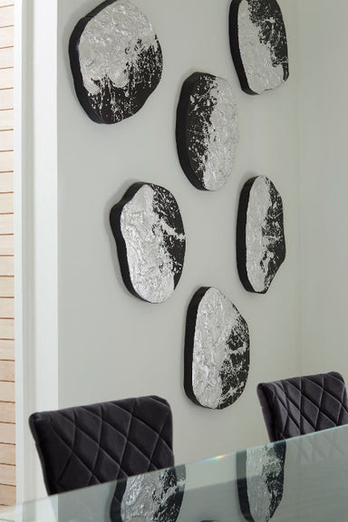 Phillips Collection Home Phillips Collection Wisp Wall Tile, Chamcha Wood, Silver Leaf on Black