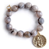 PowerBeads by jen Powerbeads By Jen Travertine Agate paired with a St. Joan of Arc medal