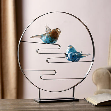 SPI Home Art Glass Art Glass Bird Pair Desk Decor