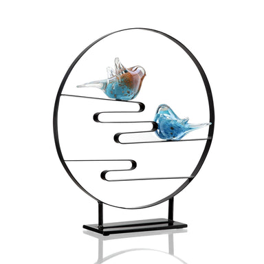 SPI Home Art Glass Art Glass Bird Pair Desk Decor