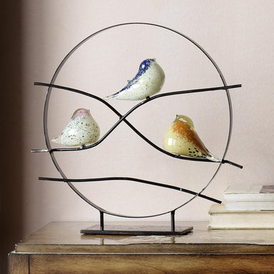 SPI Home Art Glass Art Glass Bird Trio Desk Decor