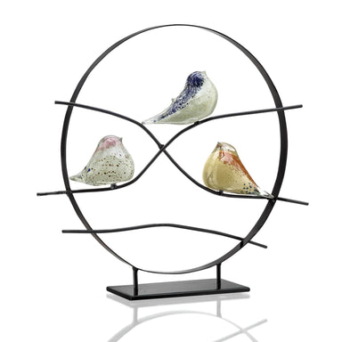 SPI Home Art Glass Art Glass Bird Trio Desk Decor