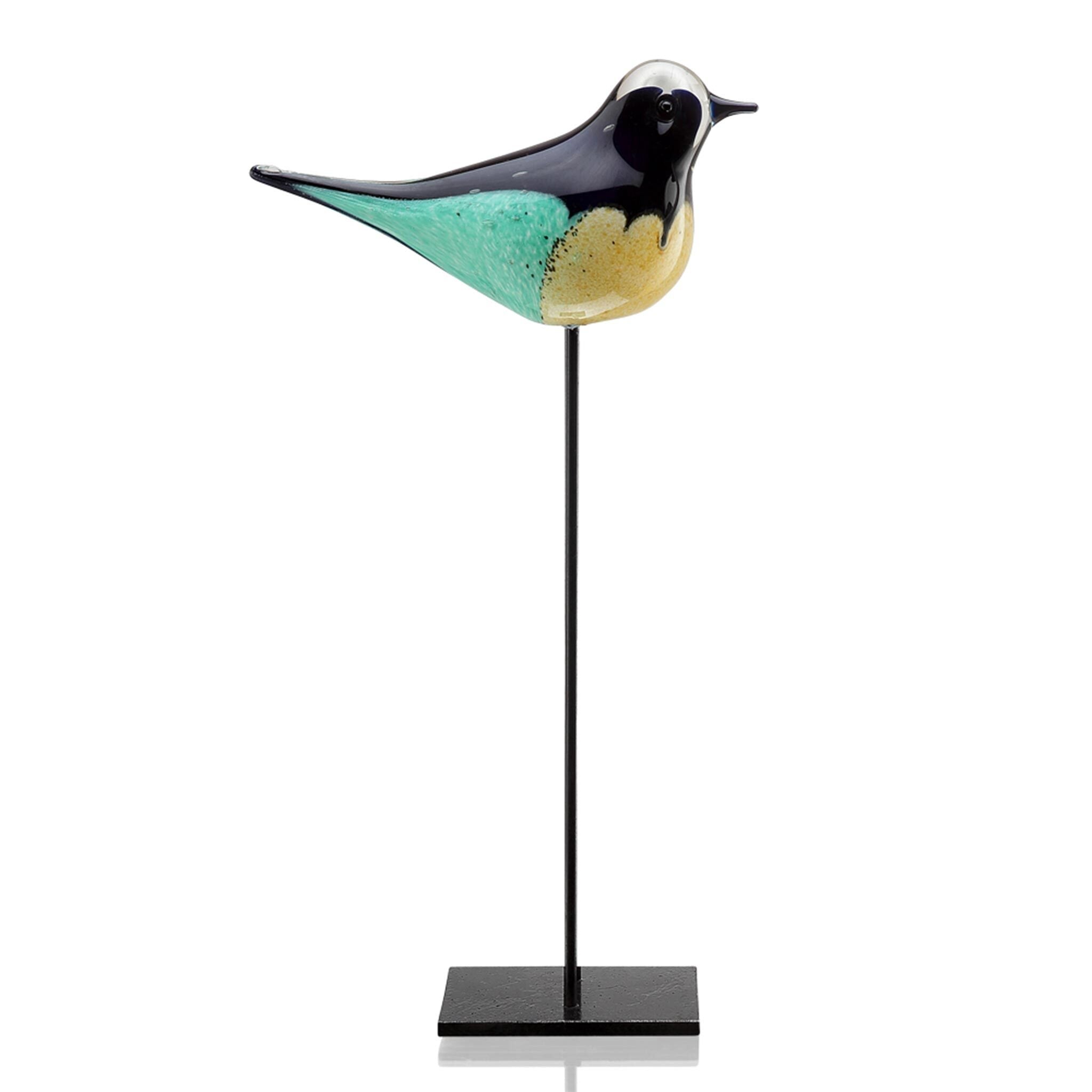 SPI Home Art Glass Art Glass Green & White Bird Desk Decor