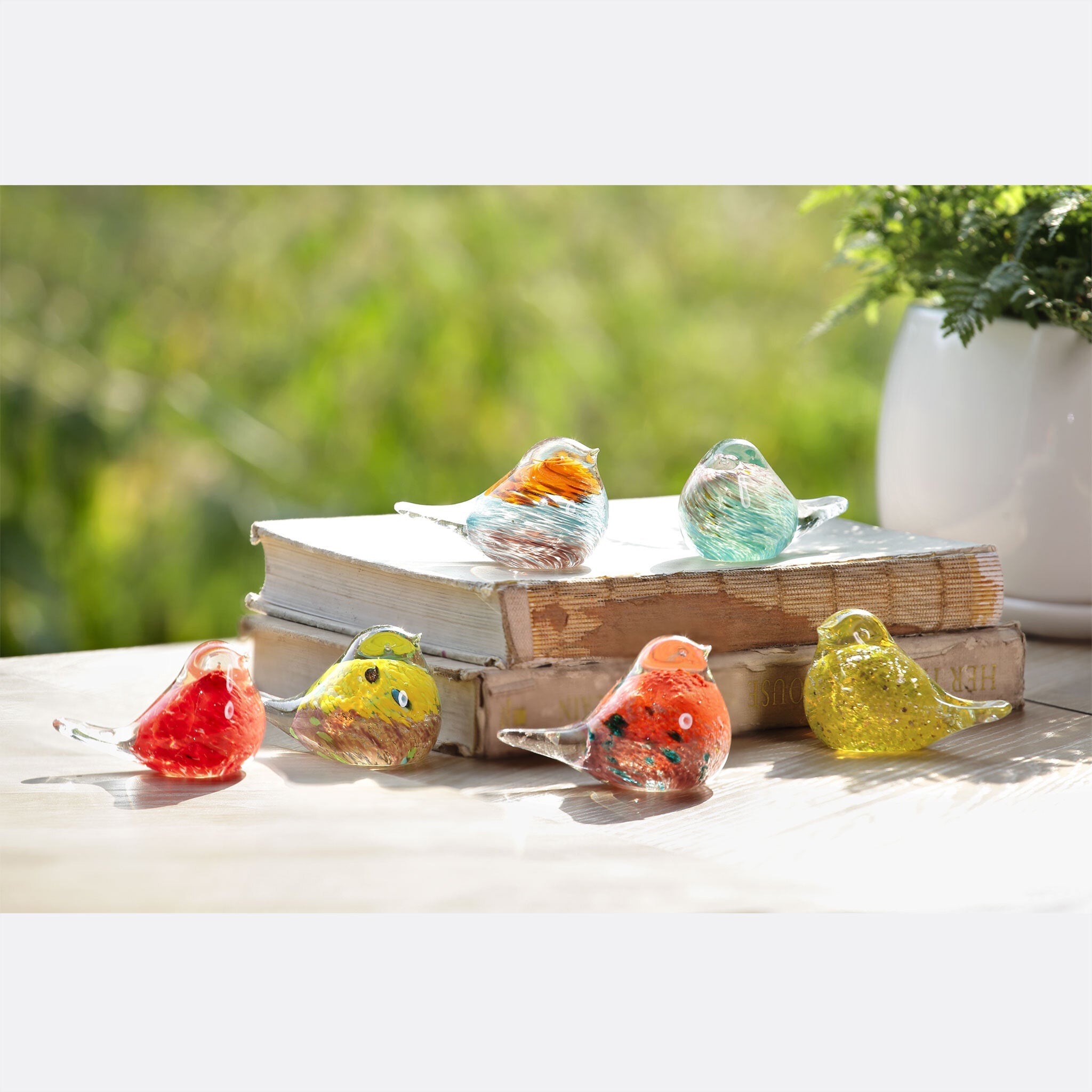 SPI Home Art Glass Art glass Mini Glass Birds Set of 6