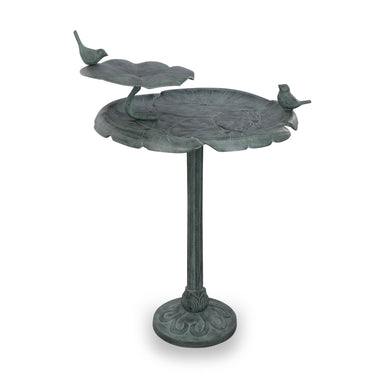 SPI Home Home Bird Chat on Lotus Birdbath & Birdfeeder