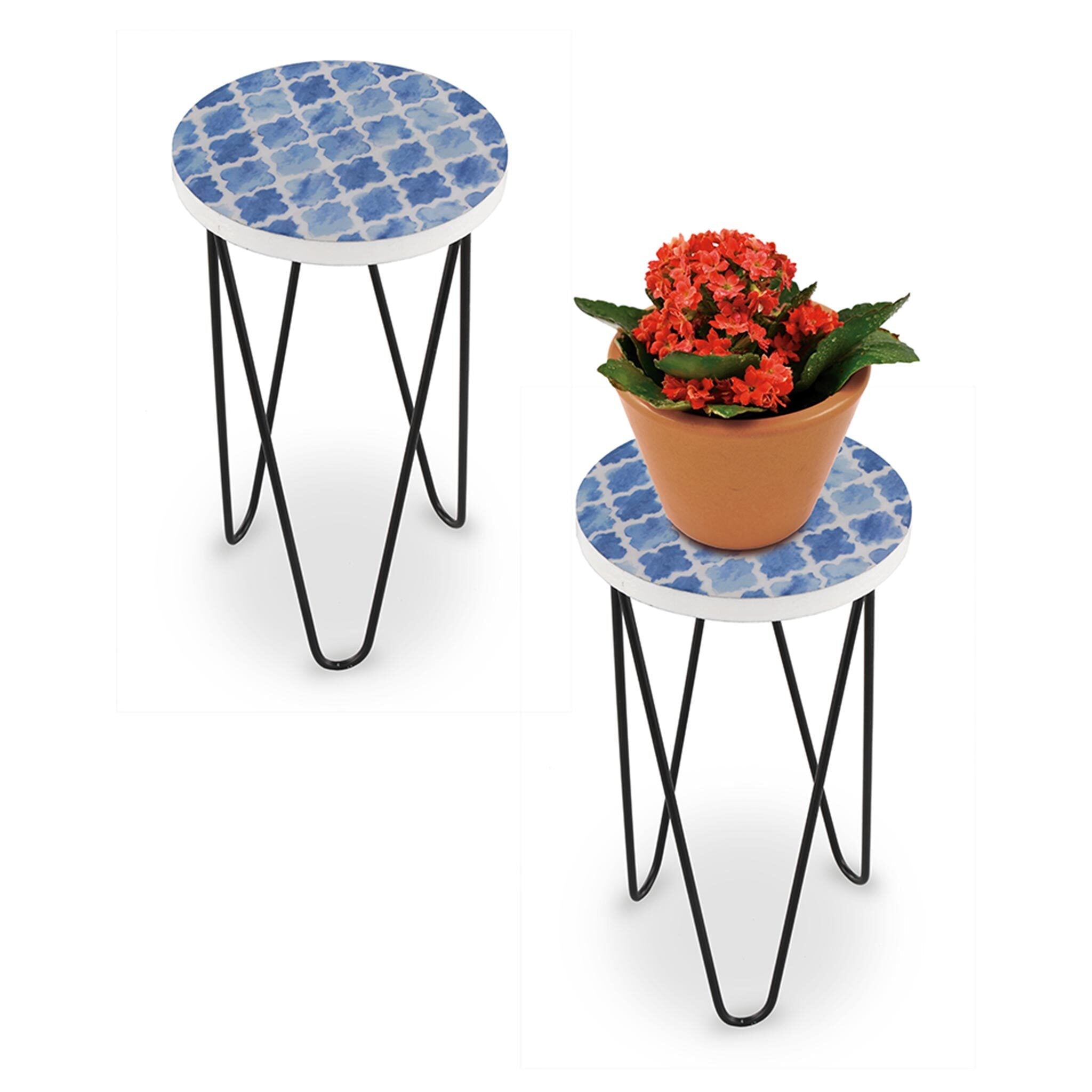 SPI Home Home Blue Diamond Pattern Plant Sta