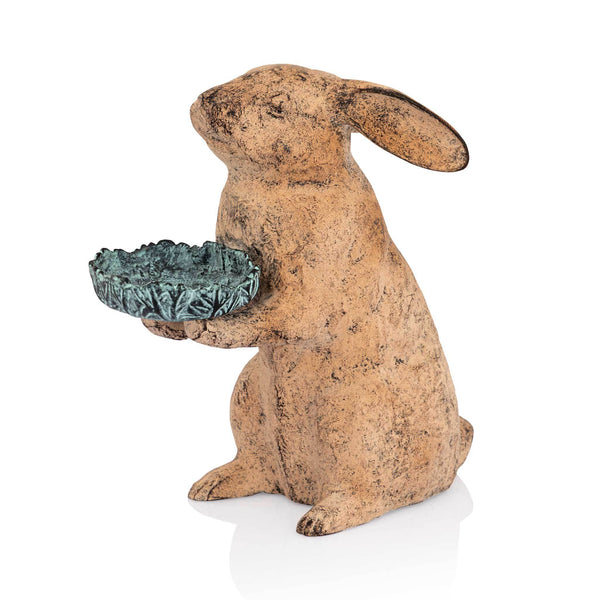 SPI Home Home Bunny Holding Leaf Bird Feeder