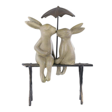 SPI Home Home Bunny Lovers on Bench (Aluminum Iron)