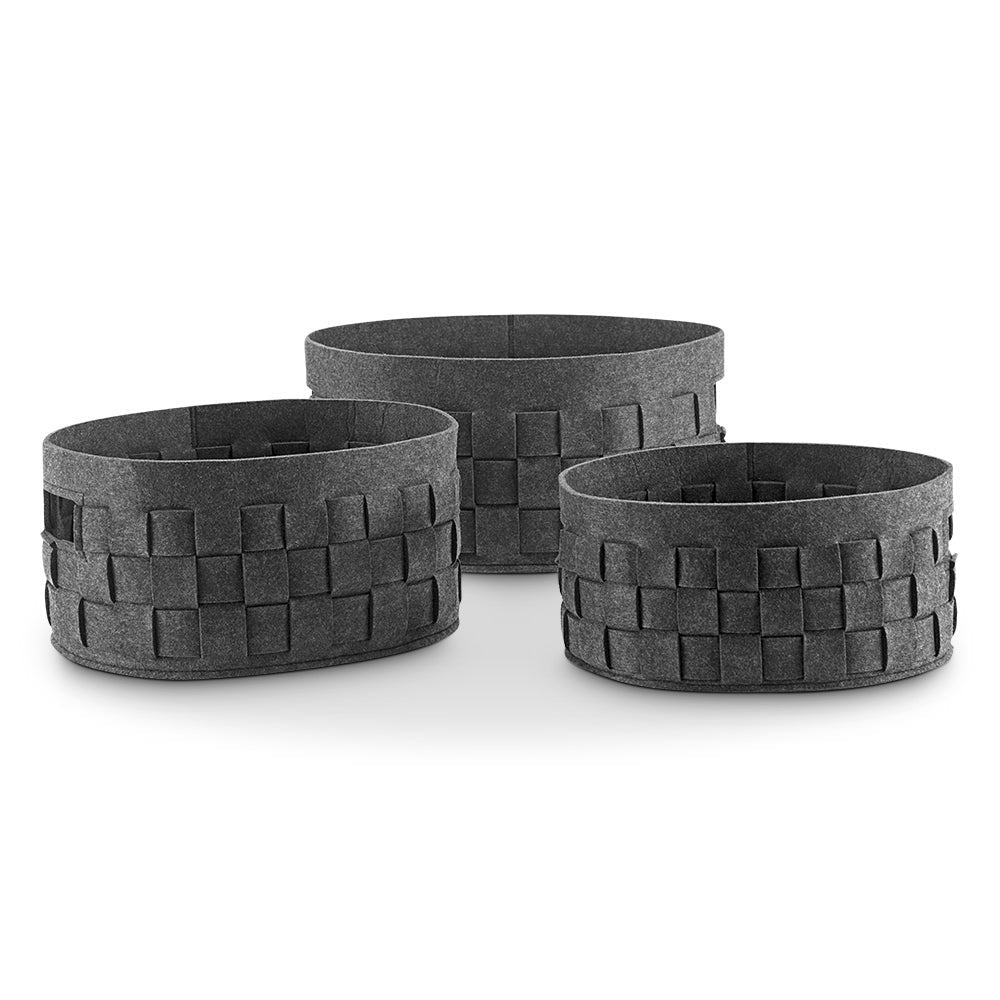 SPI Home Handbags Crosshatch Round Gray Decor Storage Bins Set of 3