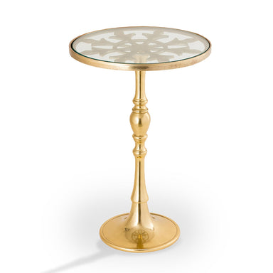 SPI Home Home Faux de Lys Polished Brass Finish End Table