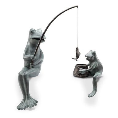 Fishing Frog Mama and Baby Garden Sculpture — ShopTheAddison