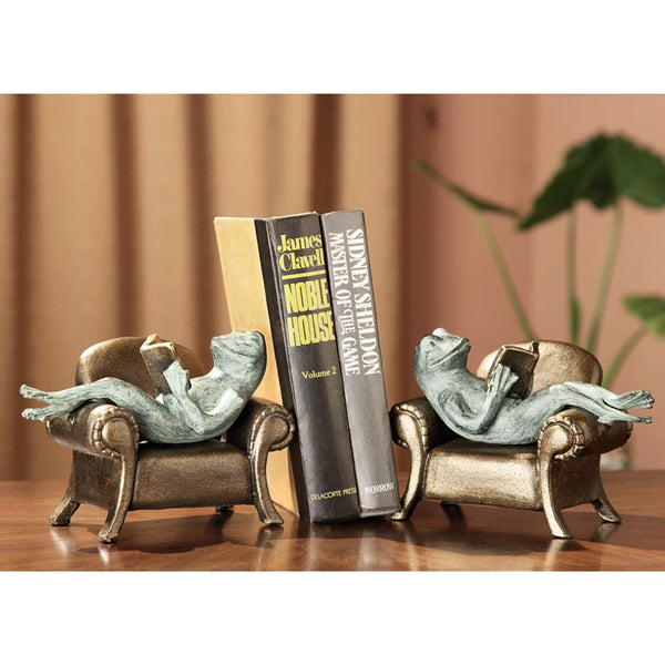 SPI Home Home Frogs Reading on Sofa Bookends