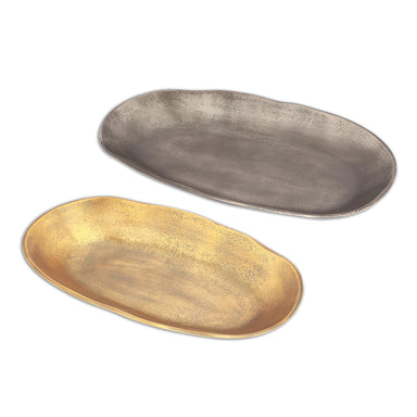 SPI Home Home Gray and Brass Oval Platters Set