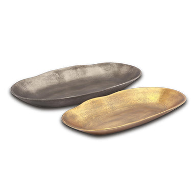 SPI Home Home Gray and Brass Oval Platters Set