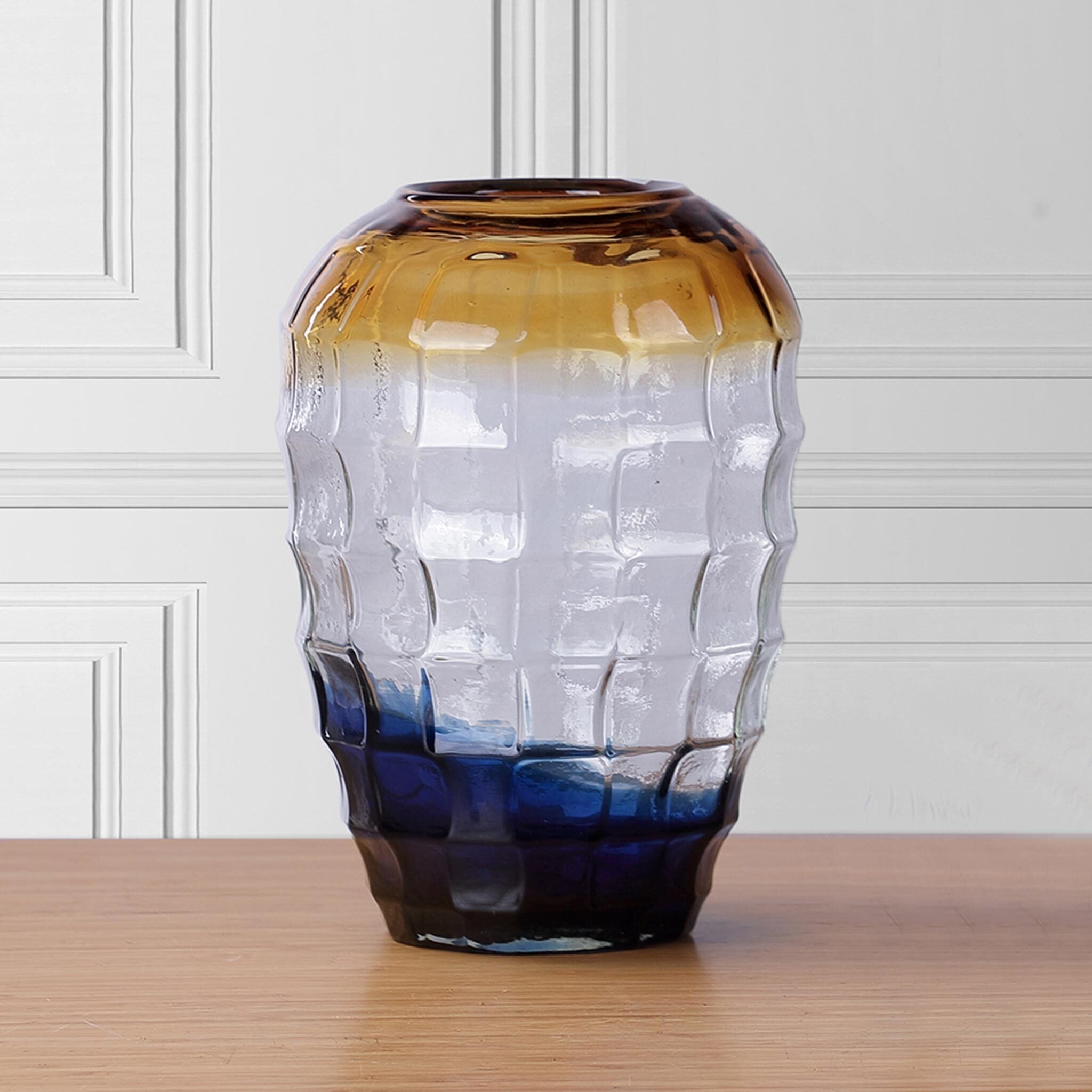 SPI Home Home Large Blue and Gold Glass Vase