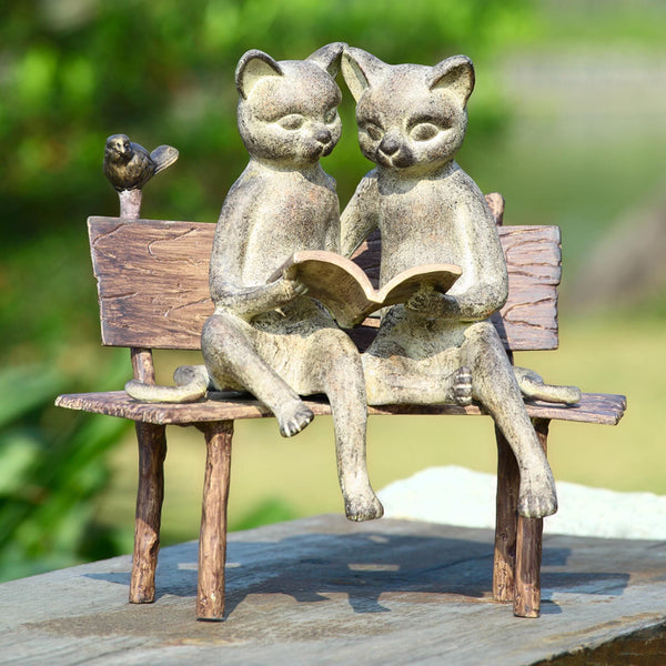 SPI Home Home Reading Cats on Bench Garden Sculpture