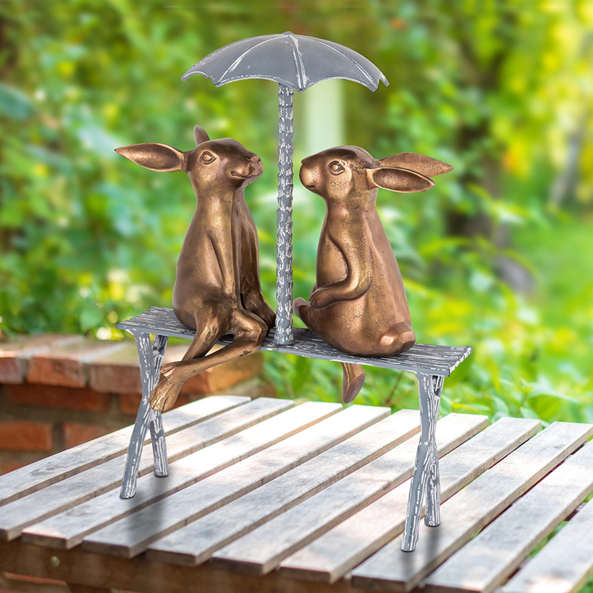 SPI Home Home Romantic Rabbit Pair on Bench