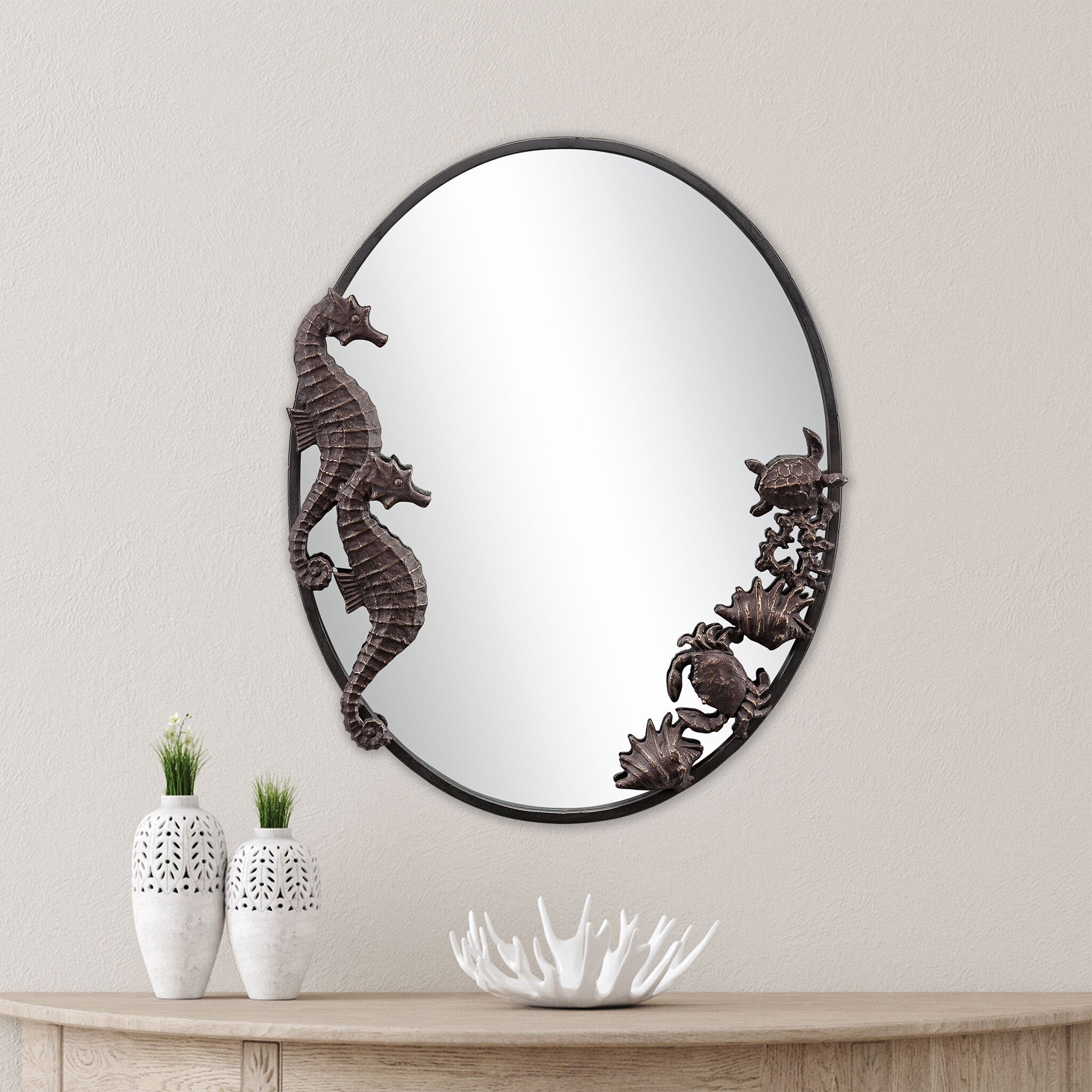SPI Home Home Seahorses and Sea Life Oval Mirror