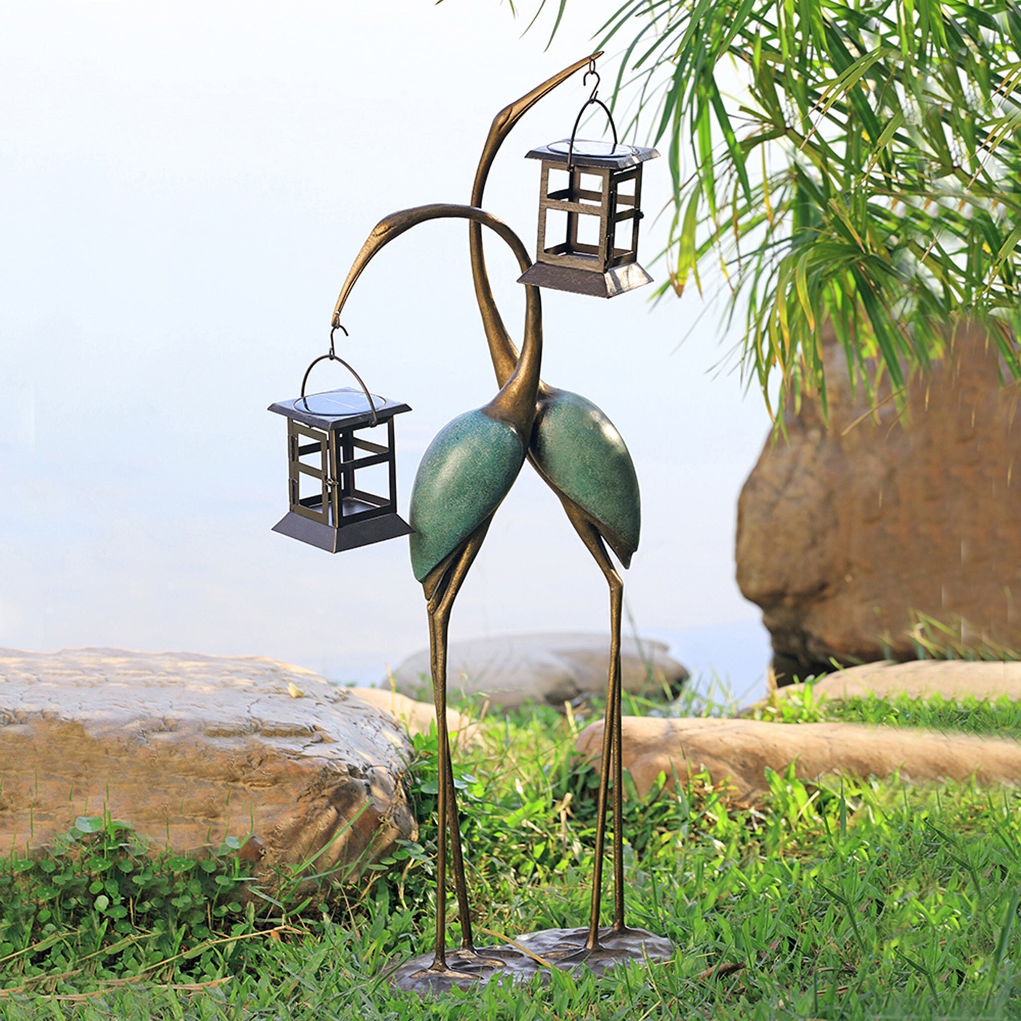 SPI Home Home Stylized Crane Pair LED Garden