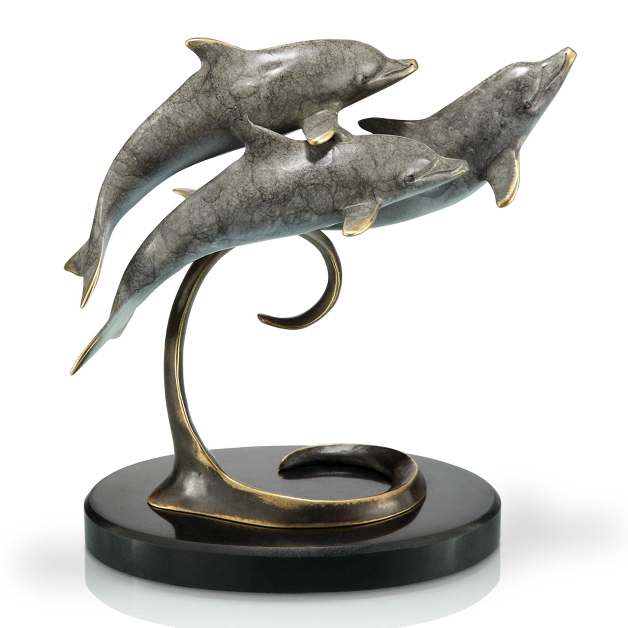 SPI Home Home Triple Dolphins on Marble Base