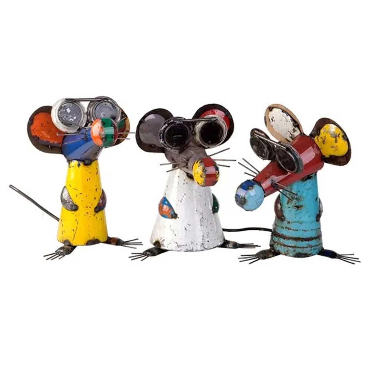 Think Outside Home Decor Rate to be Quoted Think Outside Three Blind Mice – Metal Animal Sculptures – Recycled & Handmade (Set of 3)