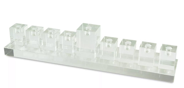 Tizo Designs Giftware Copy of Tizo Design Crystal Glass Block Menorah Clear