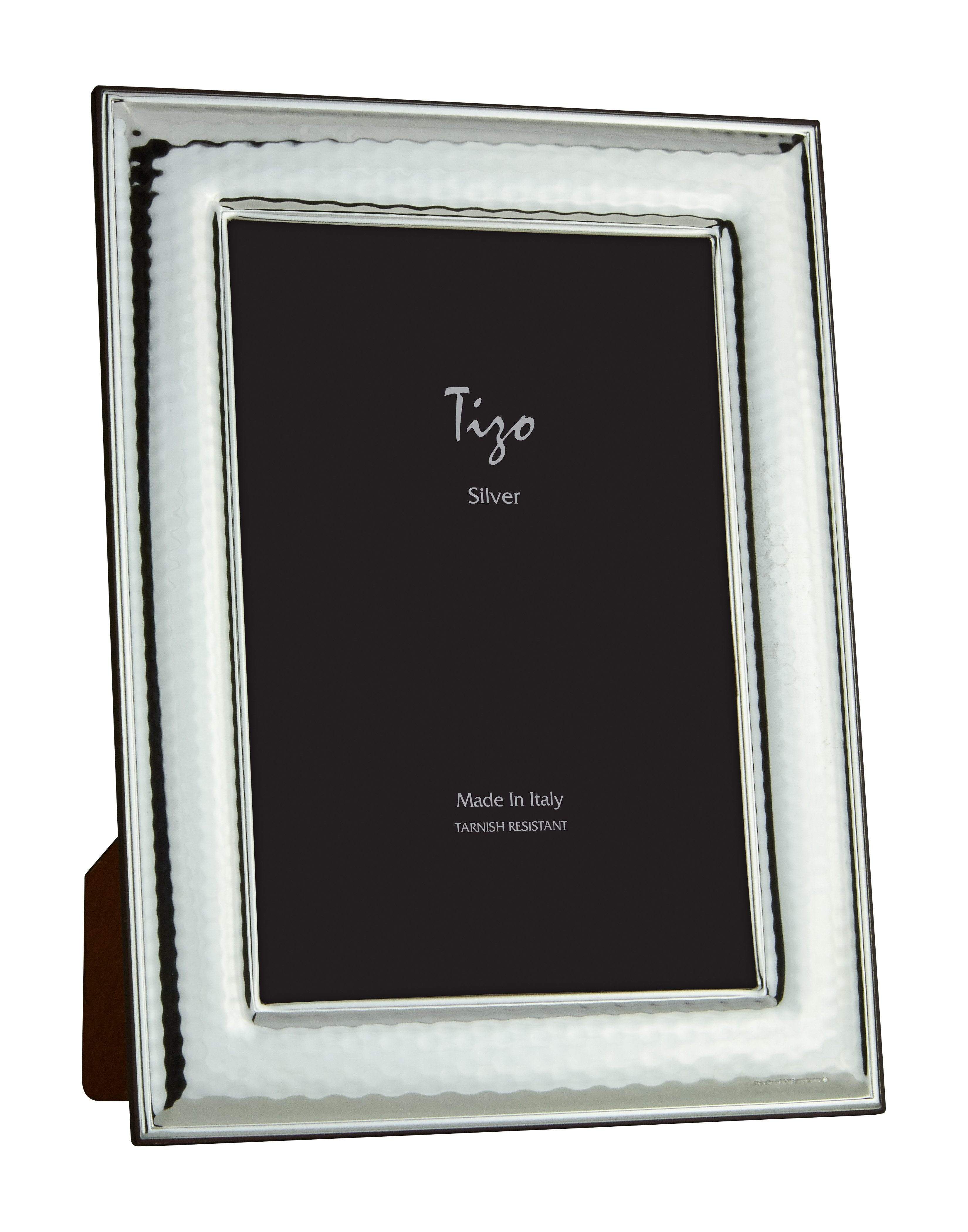 Tizo Designs Picture Frames Tizo 4x6 Bezel Edge Hammered Silverplate Frame