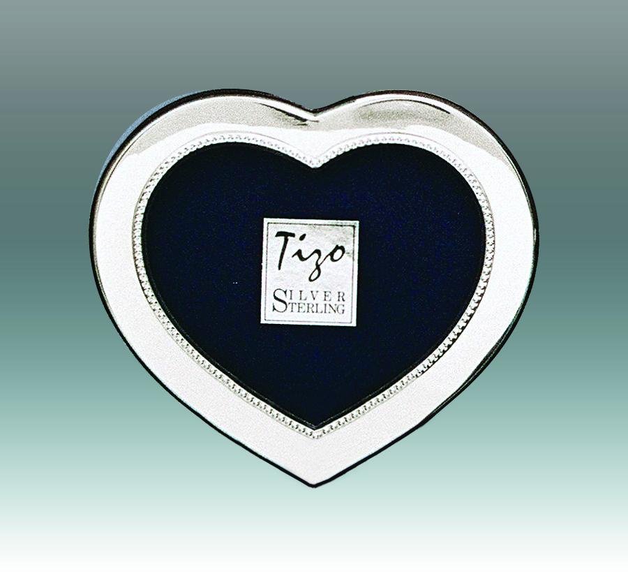 Tizo 4x6 Flat Inner Bead Sterling Silver Heart Frame