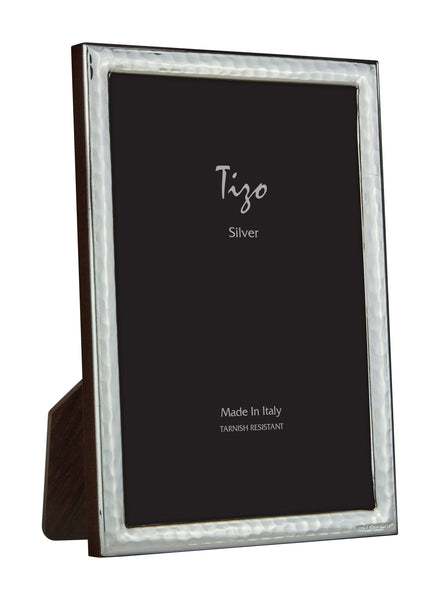 Tizo 4x6 Narrow Band Hammered Silverplate Frame