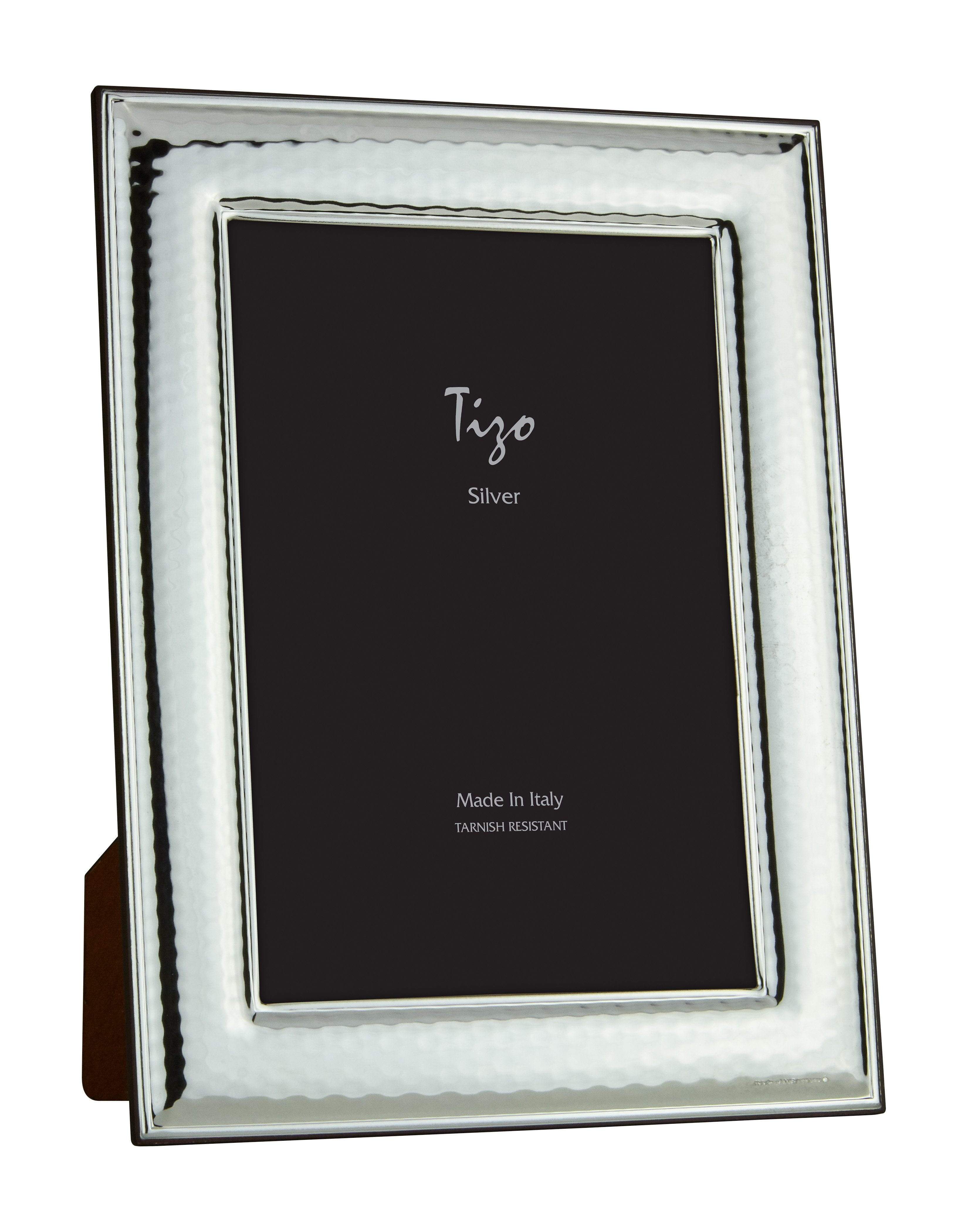 Tizo 5x7 Bezel Edge Hammered Silverplate Frame