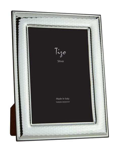 Tizo 5x7 Bezel Edge Hammered Silverplate Frame