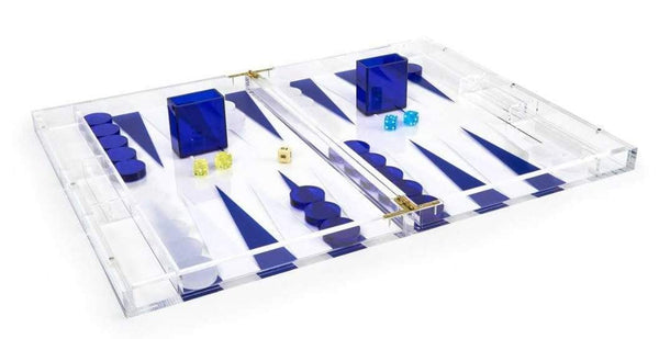 Tizo Designs Giftware Tizo Acrylic Backgammon Set Blue & Clear