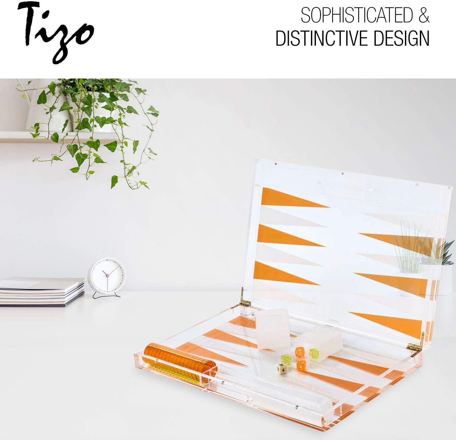 Tizo Designs Giftware Tizo Acrylic Backgammon Set Orange & Clear