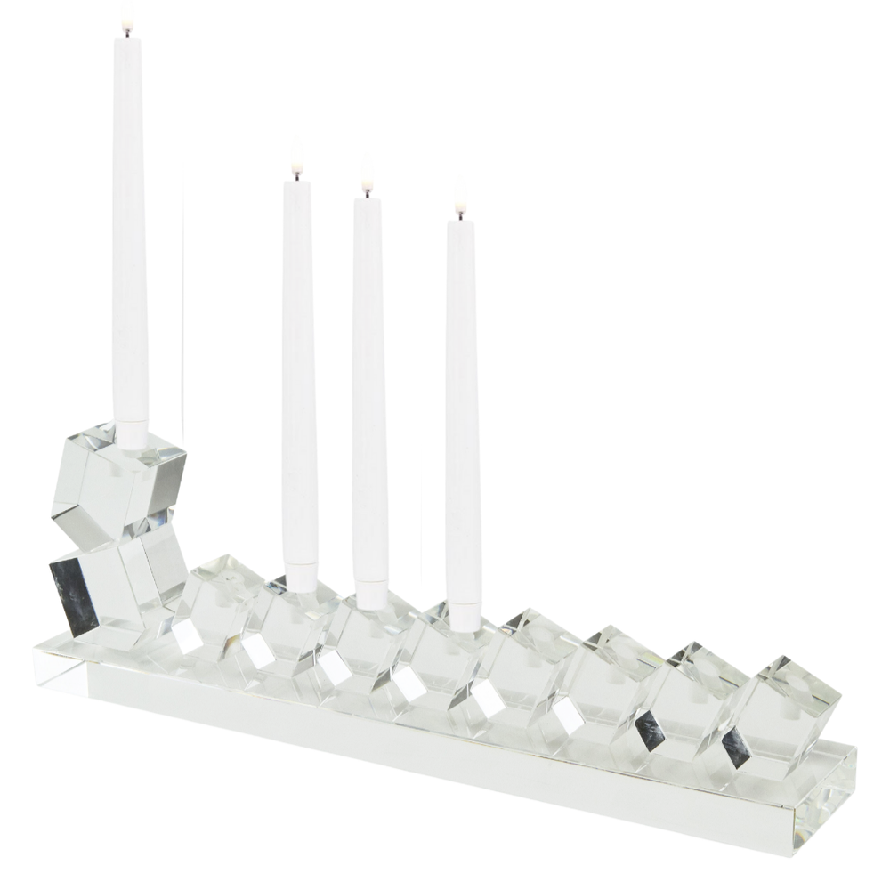 Tizo Designs Giftware Tizo Angled Clear Crystal Dreidel Menorah
