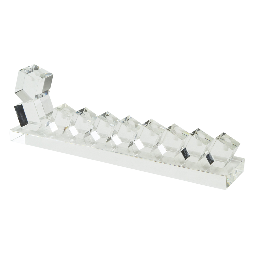 Tizo Designs Giftware Tizo Angled Clear Crystal Dreidel Menorah